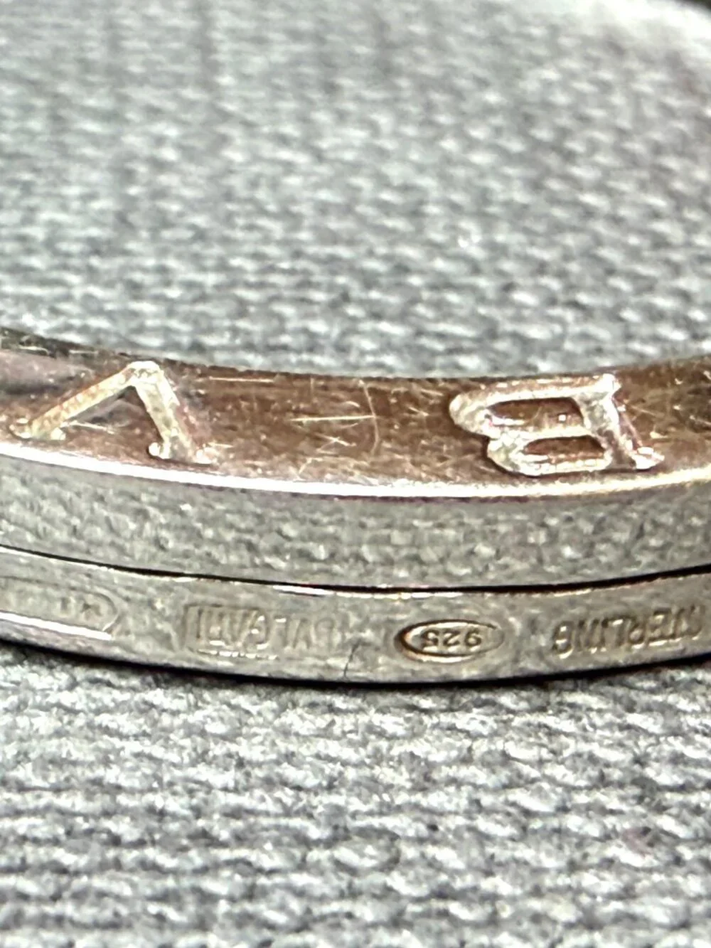 Vintage Bvlgari Bvlgari Sterling Silver 925 Logo Scarf Ring Italy JR1902